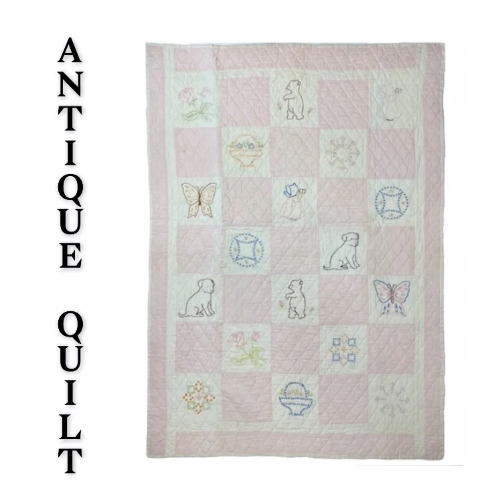 Vintage Quilt Patchwork Handcrafted Primitive Farmhouse Antique Baby Rare OOAK